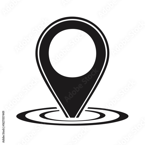 GPS Map Pointer Icon with Target Rings for Geolocation and Travel