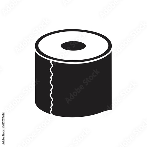 Toilet Paper Roll Black And White Graphic Icon Sanitation Restroom
