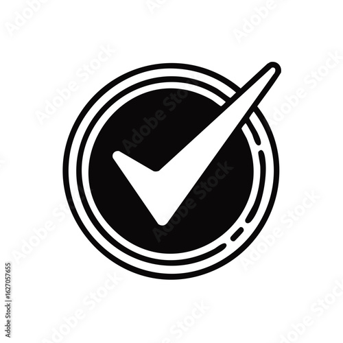 Checkmark within a circle symbol indicating approval or completion