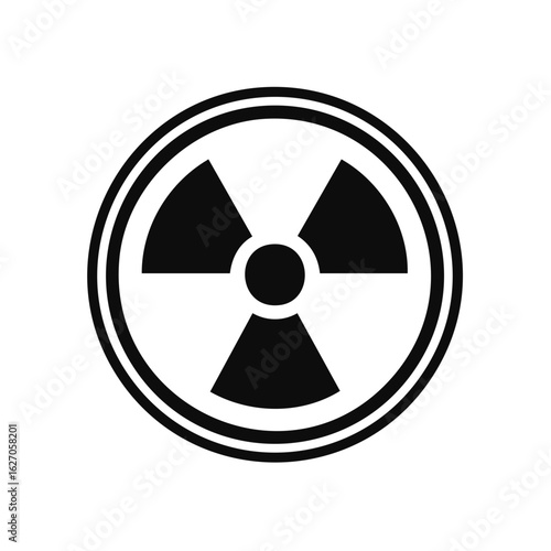 Simple black radioactive symbol icon for nuclear hazard warning