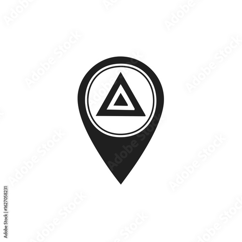Free Download Minimalist map pin icon with a triangle symbol. Vector graphic for geolocation, destination, and navigation. - GFXLoad