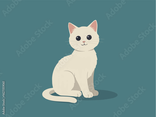 Clean and modern vector  cute white cat illustration vector image for pet lovers and animal graphic design projects online resource