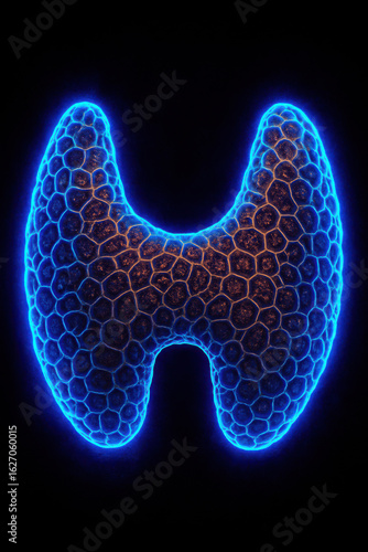 Futuristic Neon Illustration of the Thyroid Gland