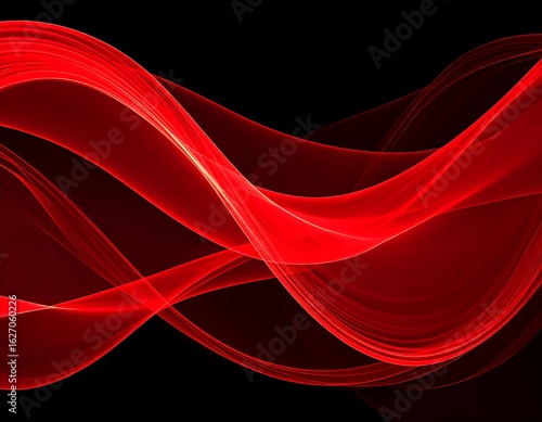 Abstract red waves on black background