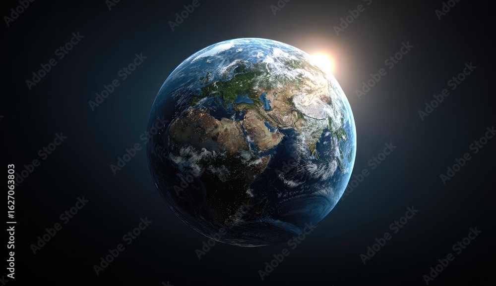 Earth, a sphere, bathed in sunlight Earth, a sphere, bathed in sunlight