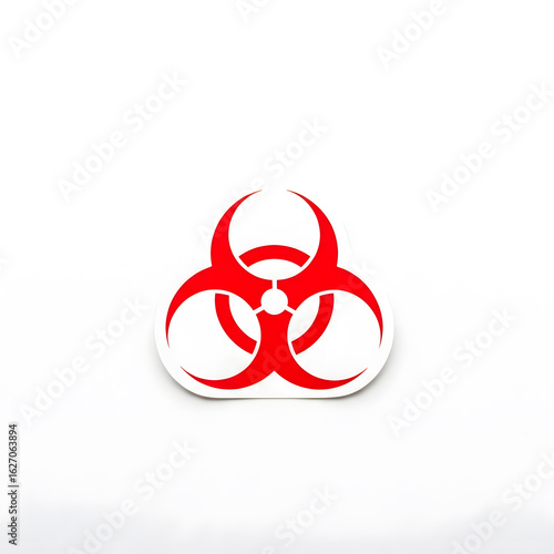 The international biohazard warning symbol, rendered in bright red, is isolated on a clean white background.