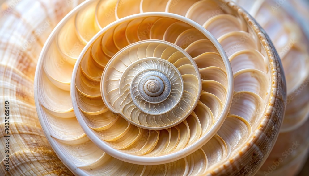 Obraz premium Detailed Spiral Seashell Close Up