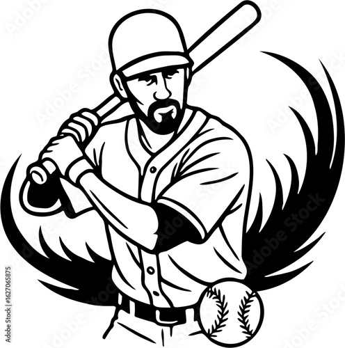 Wallpaper Mural vector illustration of a baseball player, isolated on white Torontodigital.ca