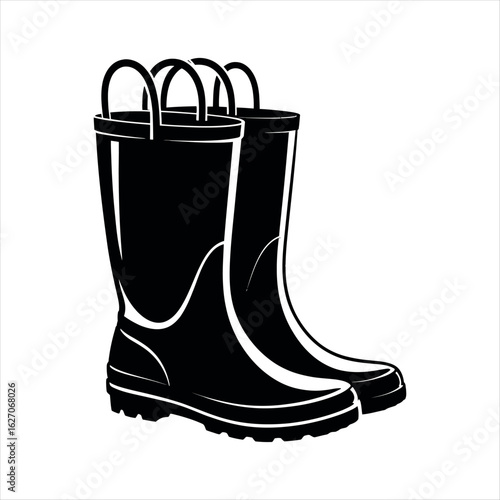 Black rubber boots wellington boots rain boots