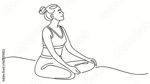 Peaceful Young Woman Meditating in a Serene Yoga Pose with Calm Expression