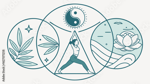 Yoga and Meditation Symbol Representing Balance and Serenity with Nature