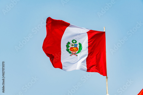 Waving Peruvian flag - Lima, Peru