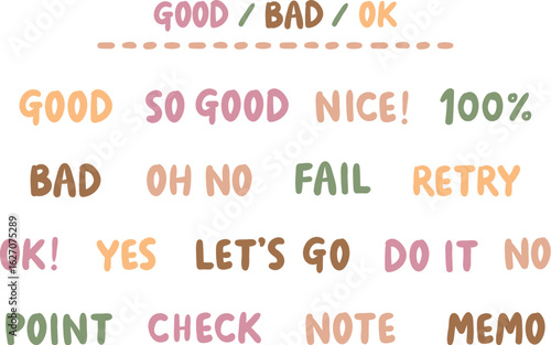 手書きOK・YES・NOなど一言英語フレーズセット　もっちりタイプ｜ナチュラルカラー