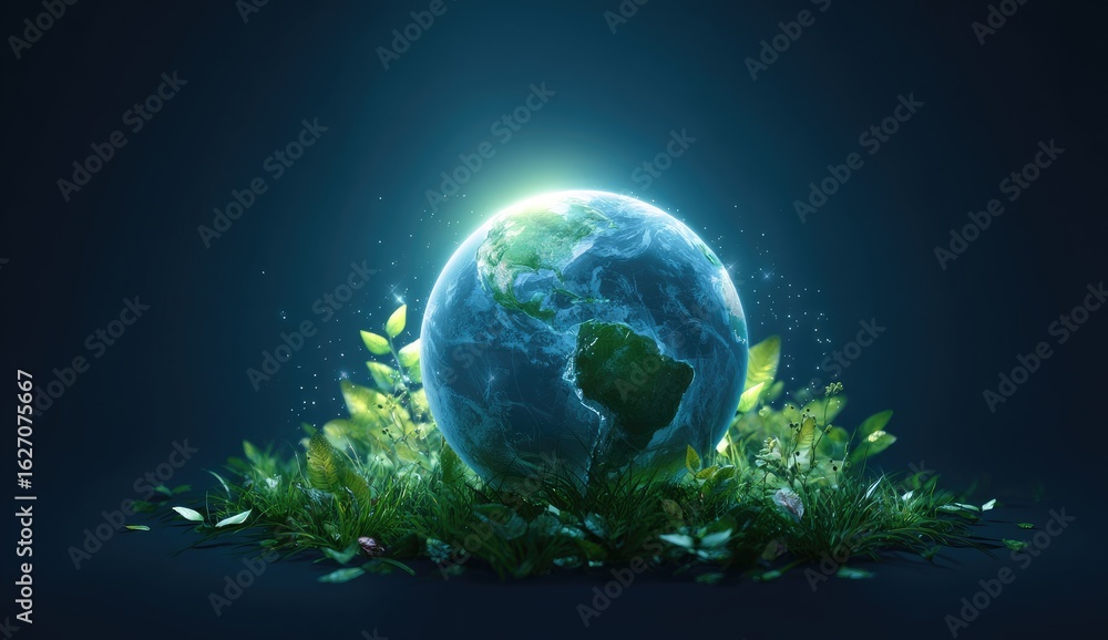 Earth nestled in vibrant greenery Earth nestled in vibrant greenery