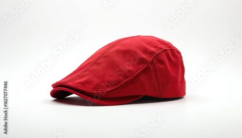 Wallpaper Mural Bright red flat cap with classic design. Casual headwear made from comfortable textile fabric, perfect for summer everyday wear. Unisex accessory offers bold, vibrant, eye-catching style statement. Torontodigital.ca