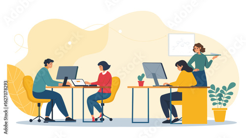 People working collaboratively in a modern office, representing teamwork, productivity, and a professional business environment.
