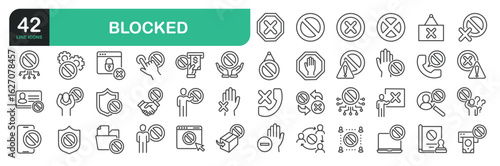 Set Of Blocked And Banned Icons. stock illustration.