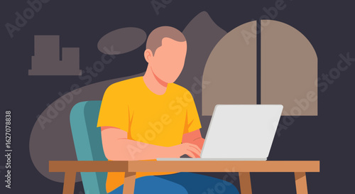 Person using a laptop at a desk, representing remote work, online learning, and technology in a modern lifestyle.