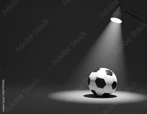 Soccer ball illuminated by spotlight