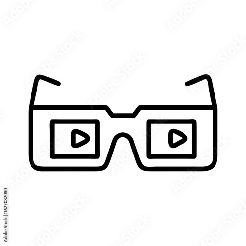 An icon of 3D glasses, highlighting the concept of immersive viewing, innovative technology, and the evolution of visual media.