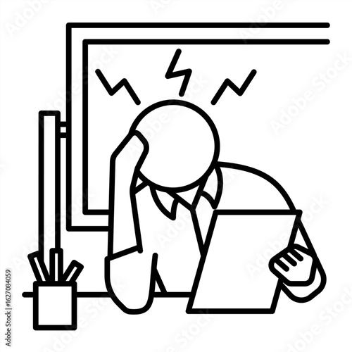 Outline metaphor icon showing emotional tension, mental pressure, and learning struggle related to school stress and student burnout