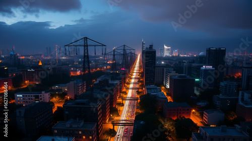 Smart grid quickly rerouting power to illuminate urban landscape during blackout