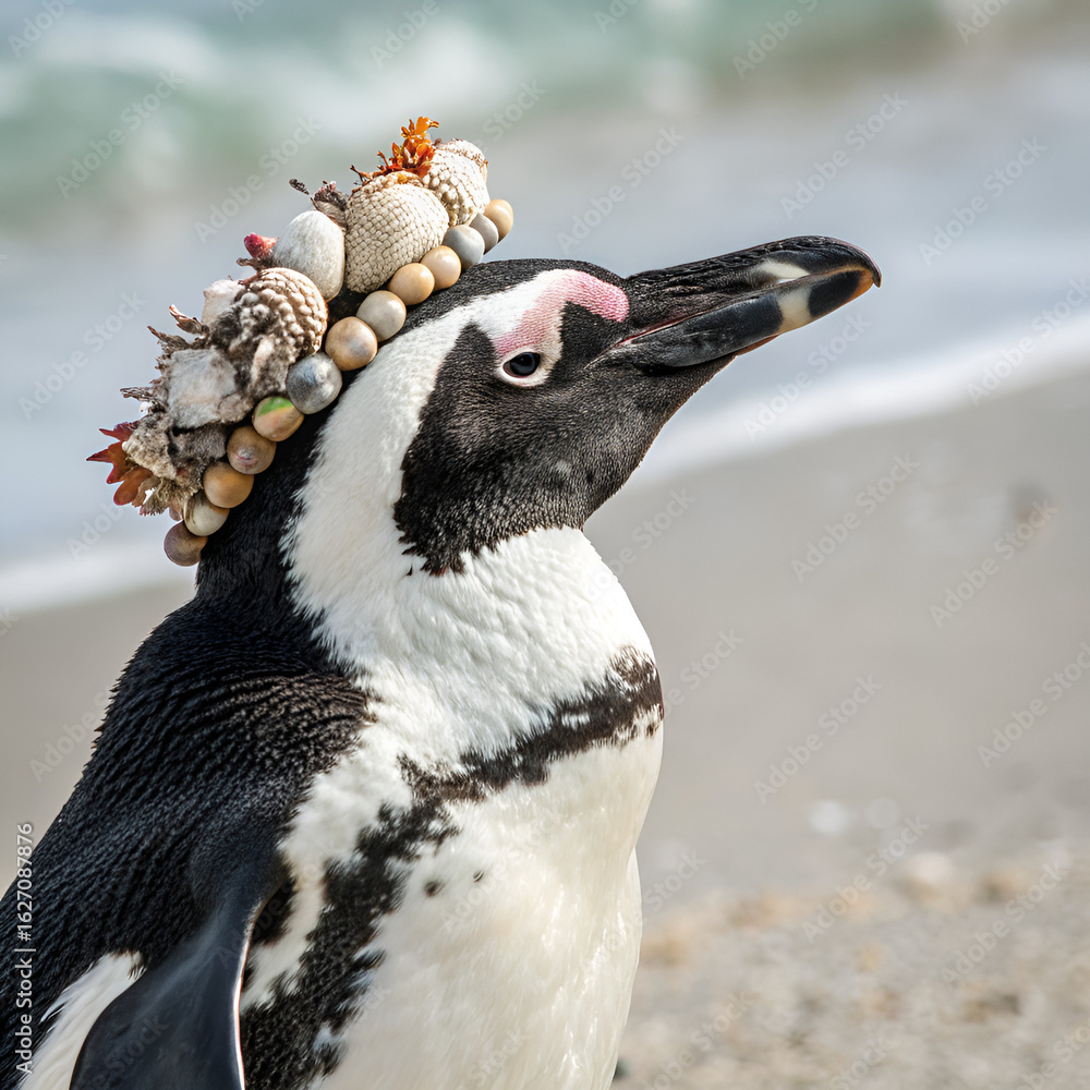 Naklejka premium king penguin in the snow