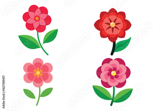 set of pink flowers