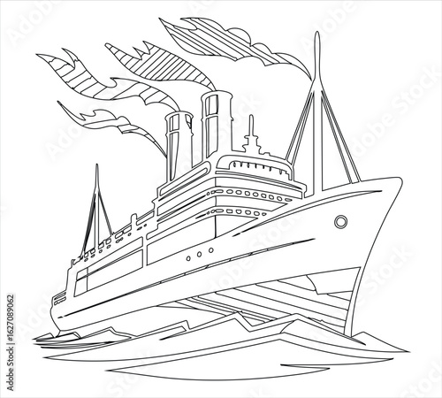 Majestic ocean liner sailing through choppy waves ship vessel