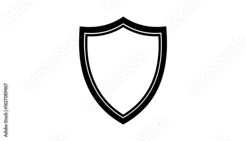 Simple black shield emblem on white background