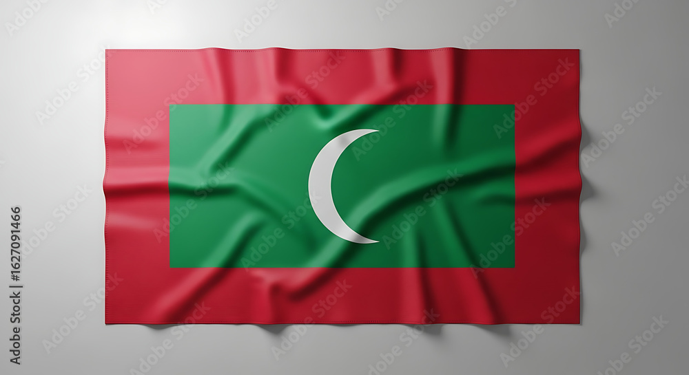 Fototapeta premium Maldives Flag Emblem Illustration With Crescent Moon Symbol