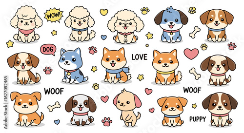 Adorable Cartoon Dogs: A Collection of Charming Canine Characters in Vector Art for Creative Designs