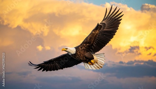 Wallpaper Mural Majestic eagle soaring in vibrant sunset clouds Torontodigital.ca