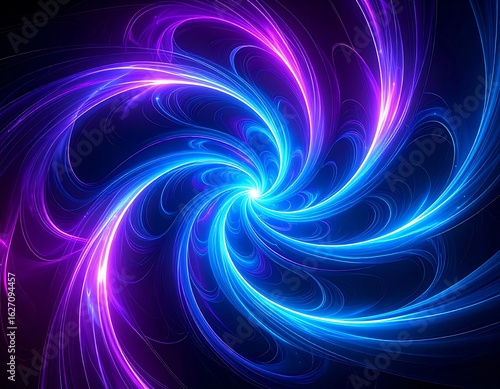 Abstract swirling fractal design with vibrant neon colors