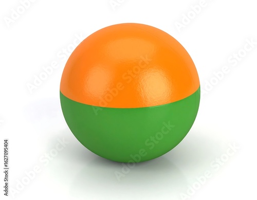 Orange and green sphere on white background