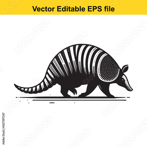 Vector art of armadillo walking isolated on white background long horn, , long horn