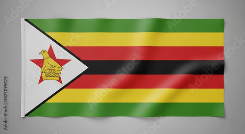 Free Download Zimbabwe National Flag Featuring a Bird of Zimbabwe and a Red Star - GFXLoad