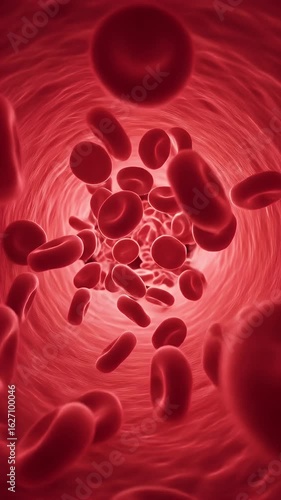 3D Animation of Red Blood Cells Flowing in Vein Medical