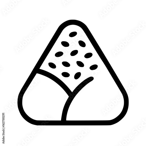 Minimalist black outline Japanese onigiri rice ball icon
