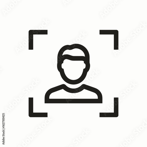 Simple vector of a headshot captured in frame outline, concept for profile picture (1), facial recognition (2) and user interface icon (3) depiction presenting the best graphic. headhunter or hr