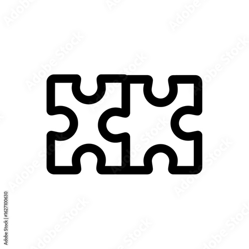 Two jigsaw puzzle pieces are connected, symbolizing collaboration and unity, concept for teamwork projects, business strategy and problem solving solution