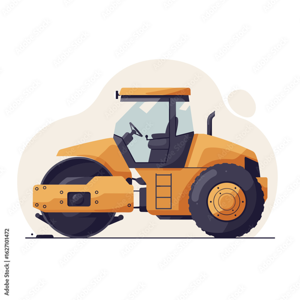 Naklejka premium Road roller machine in flat design style on light background 