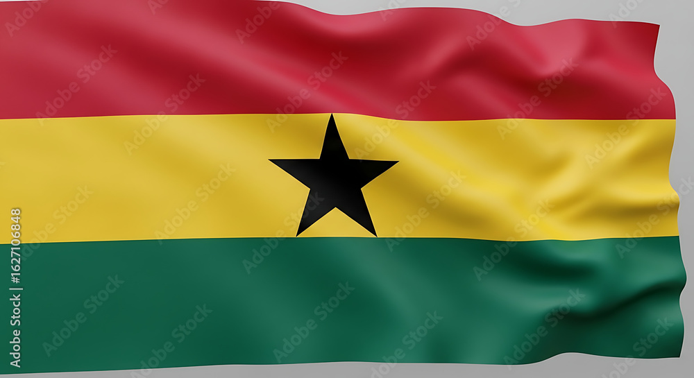 Obraz premium Ghana National Flag Waving in Wind Motion