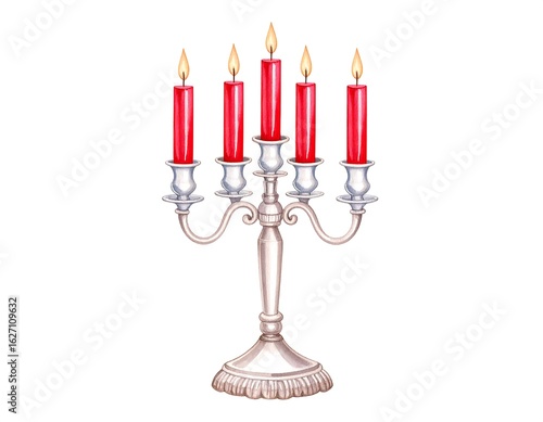 Ornate candleholder with red candles