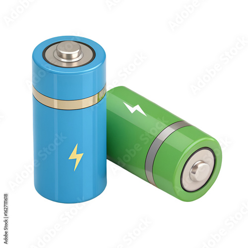 aa batteries on white background