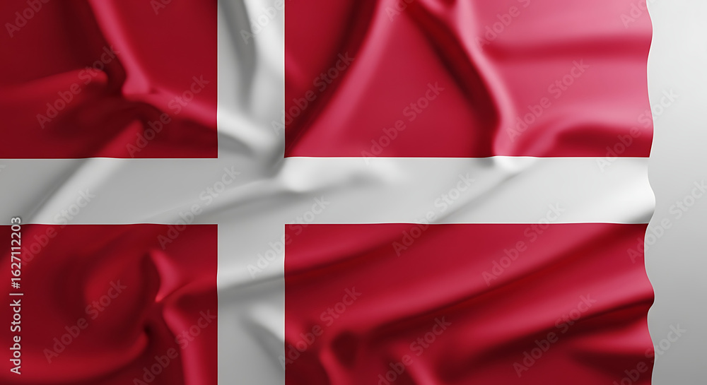 Fototapeta premium Textured Danish Flag with Elegant Folds and Motion