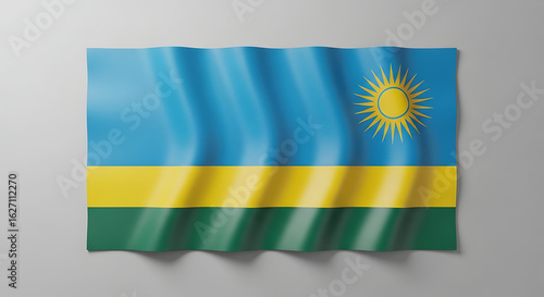 Waving Flag of Rwanda African Nation Country Symbol