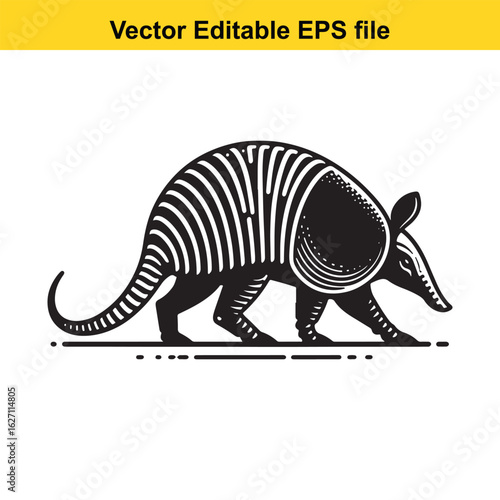 Vector art of armadillo isolated on white background long horn, , long horn