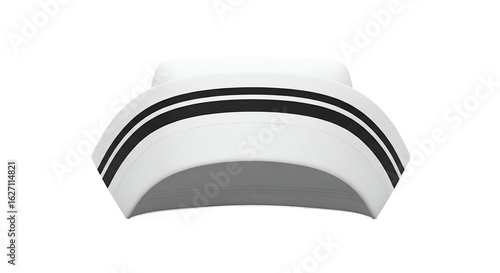 Nurse White Hat with Black Stripes Isolated on Transparent Background Medical Headwear Healthcare Accessory Traditional Uniform Clean Design