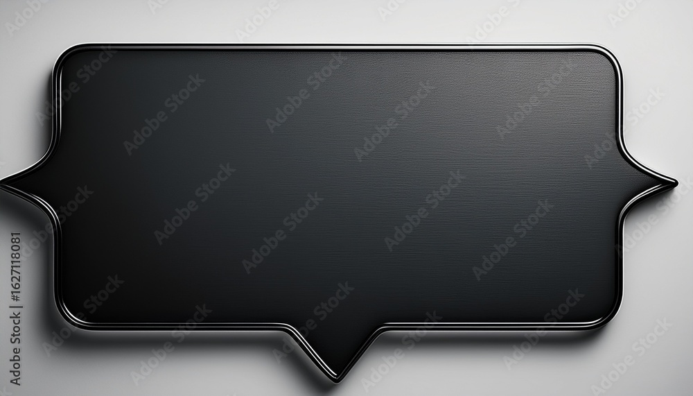 Naklejka premium a simple black rectangular speech bubble with rounded corners and a subtle textured outline